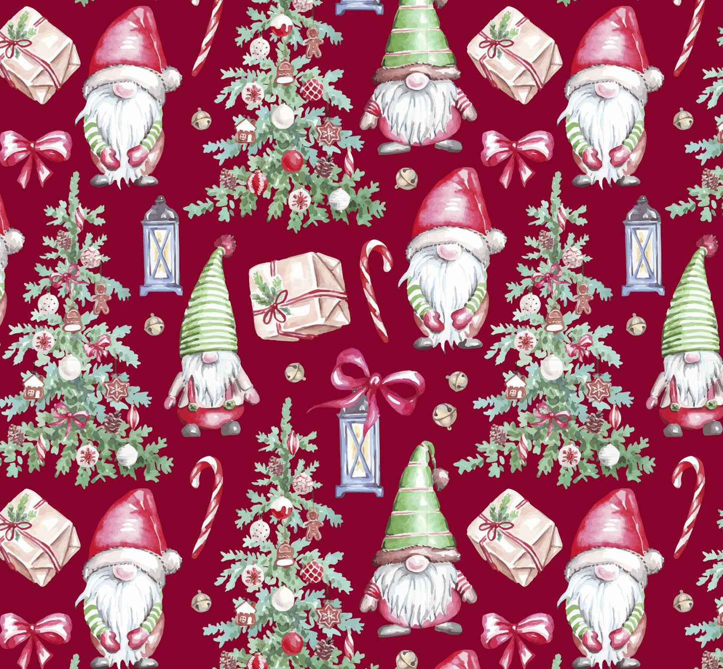 Christmas Jolly Gnomes on Red