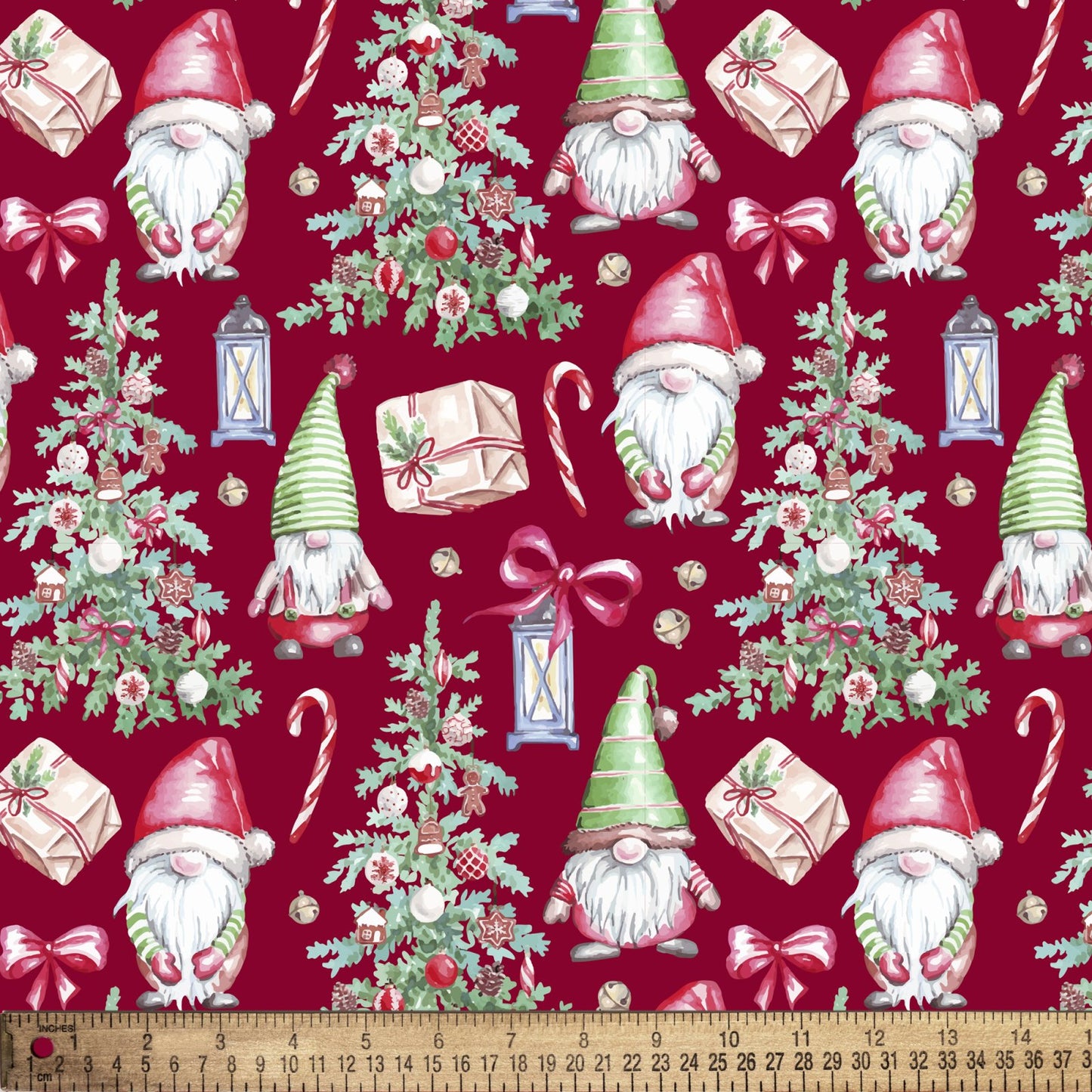 Christmas Jolly Gnomes on Red