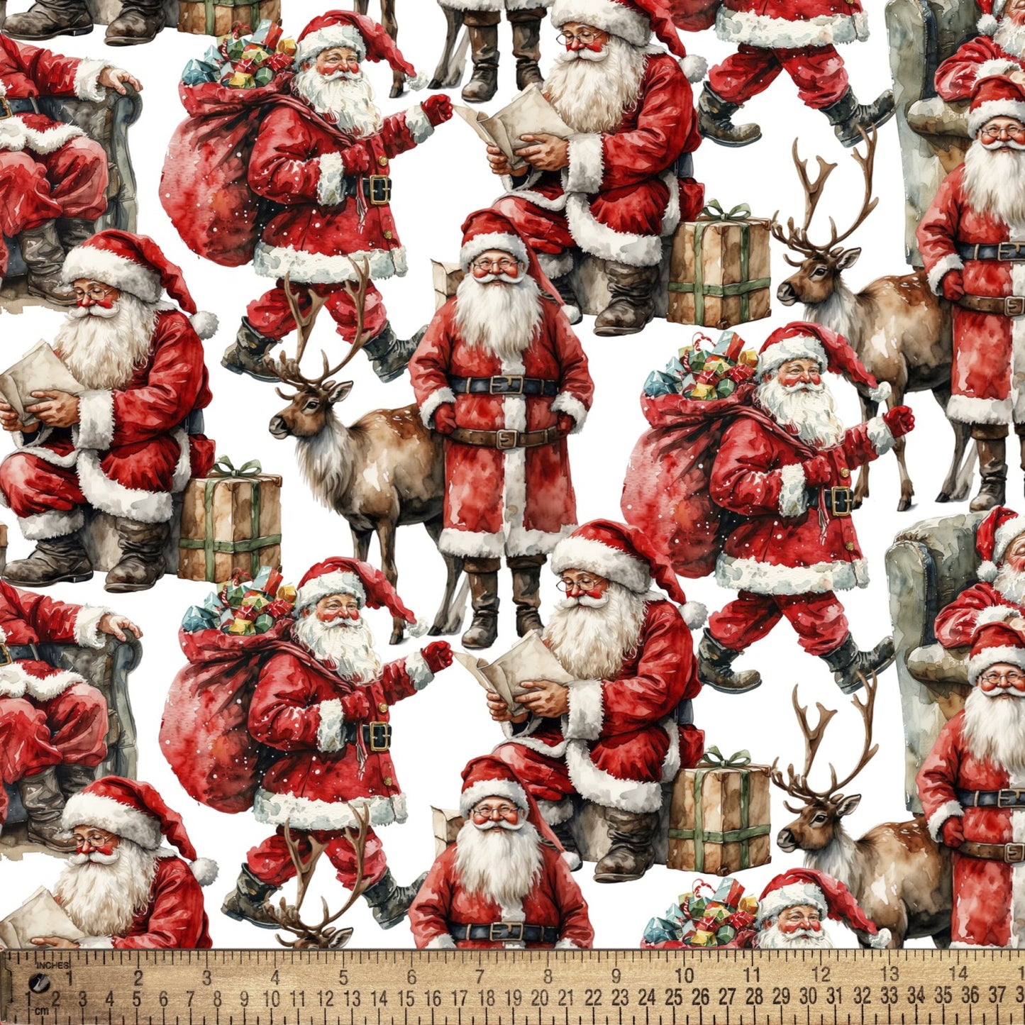 Christmas Santa Scenes on White