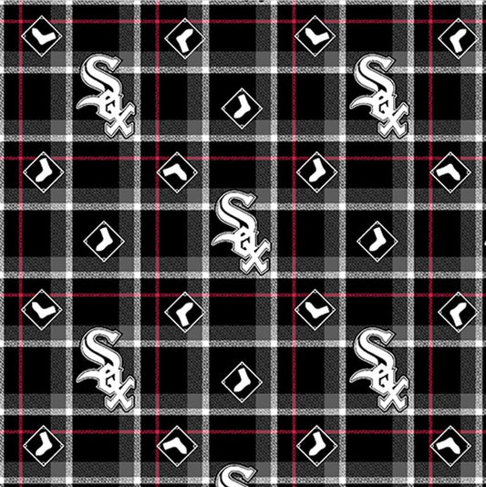 44 x 36 FLANNEL Chicago White Sox Fabric Traditions MLB Black White 100% Cotton