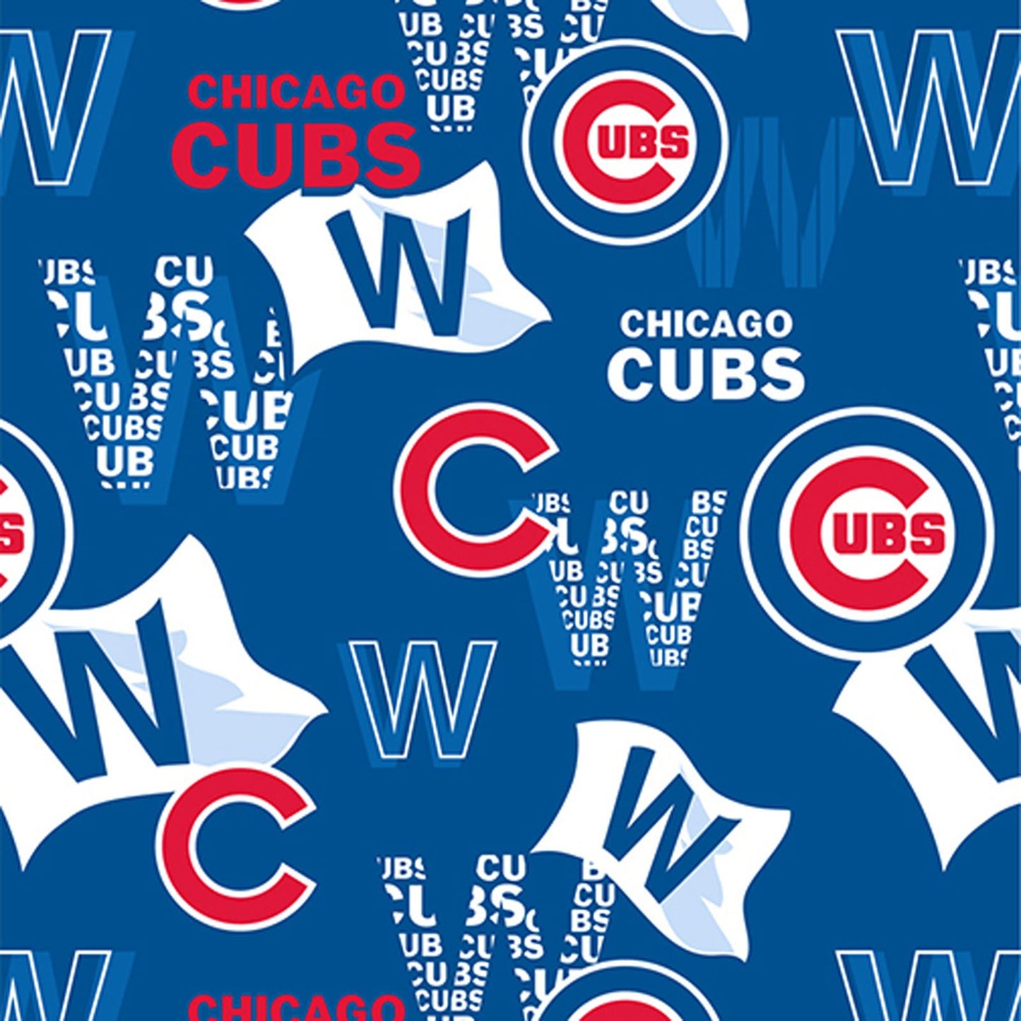 44 x 36 Chicago Cubs Fly the W Fabric Traditions MLB Blue 100% Cotton