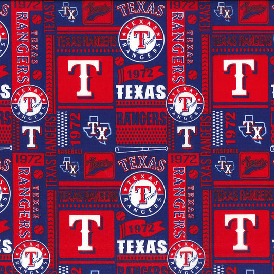 44 x 36 Texas Rangers Fabric Traditions MLB Red Blue 100% Cotton