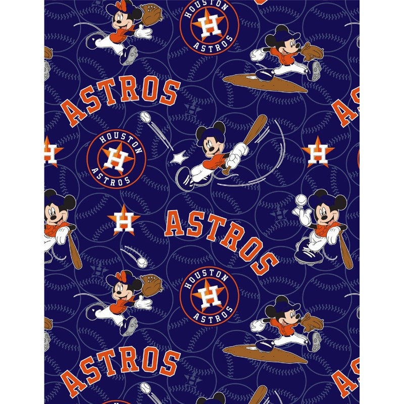 44 x 36 Licensed MLB Houston Astros Disney Baby on Blue Fabric Traditions 100% Cotton