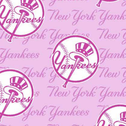 58 x 36 New York Yankees Pink Breast Cancer Fabric Traditions MLB 100% Cotton