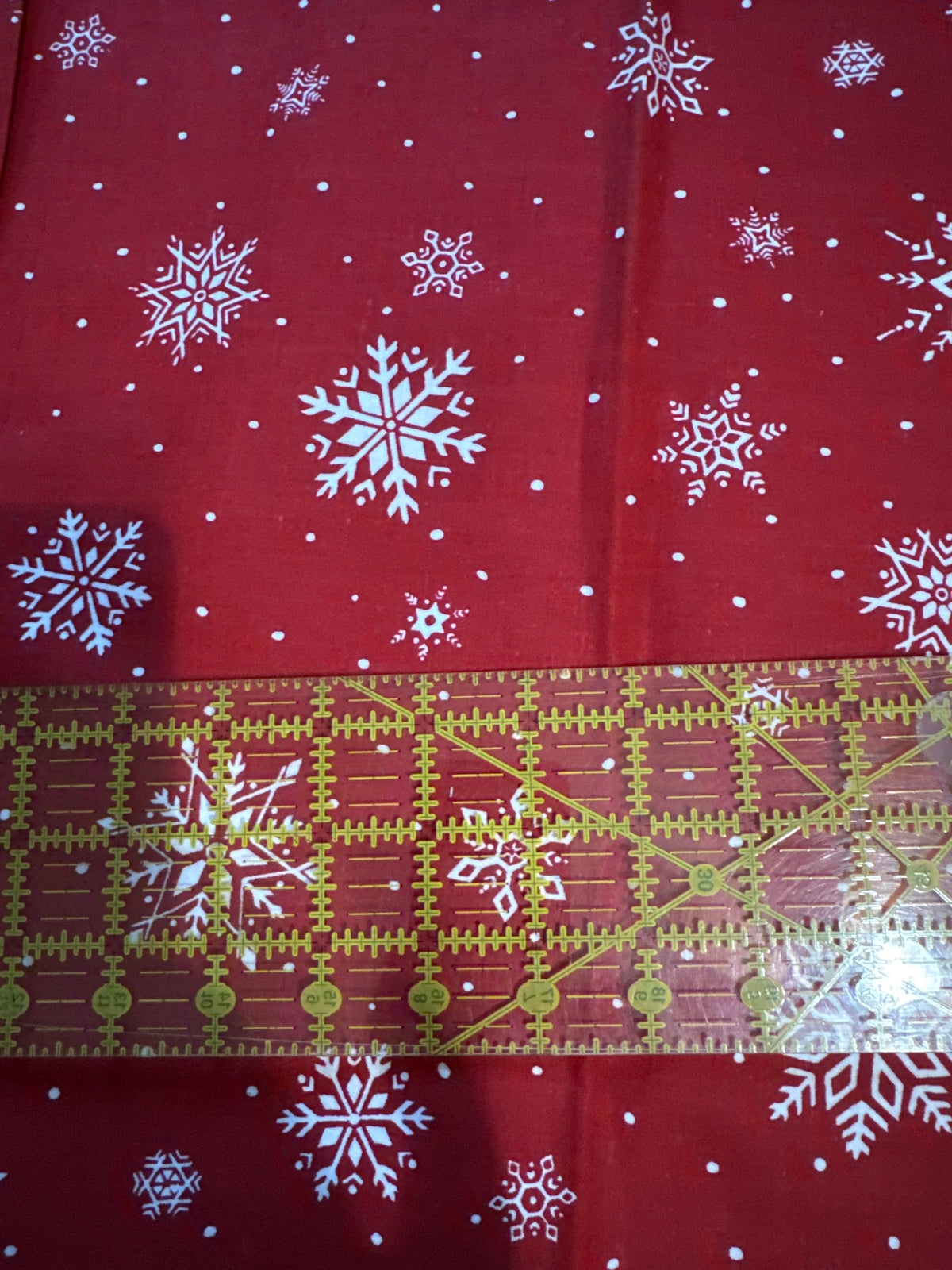 Christmas Vintage Snowflakes and Dots on Red 00% Lightweight Cotton Price prer Yard