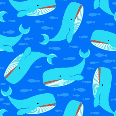 Freckle and Lollie Blue Whales 100% Cotton Novelty