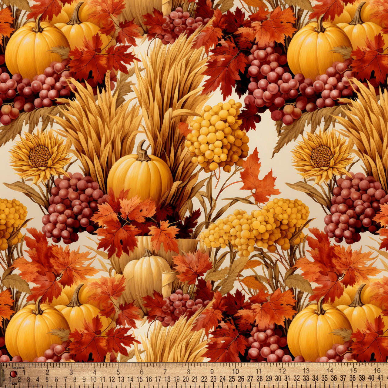 Thanksgiving Wheat Harvest on Cream 100% Cotton