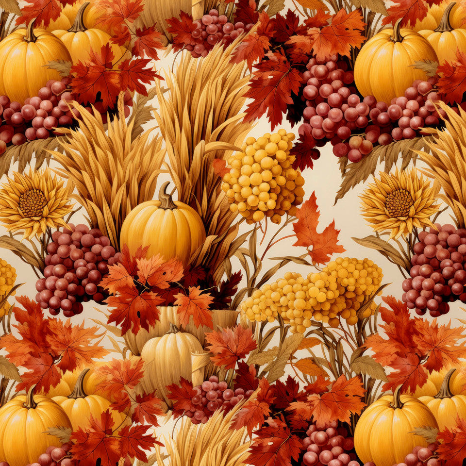 Thanksgiving Wheat Harvest on Cream 100% Cotton