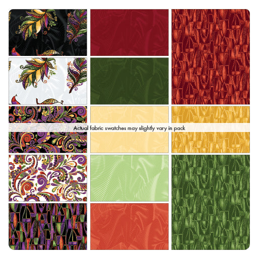 Benartex Luminescent Leaves Sunset 13 Piece Fat Quarter Bundle