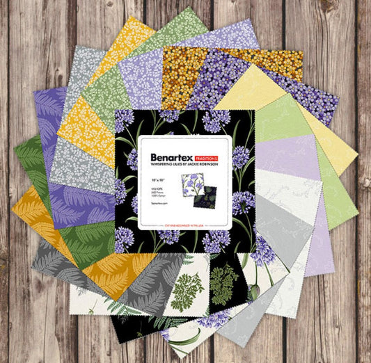 42 10 Inch Squares Benartex  Whispering Lillies Layer Cake 100% Cotton Price per Yard Precut