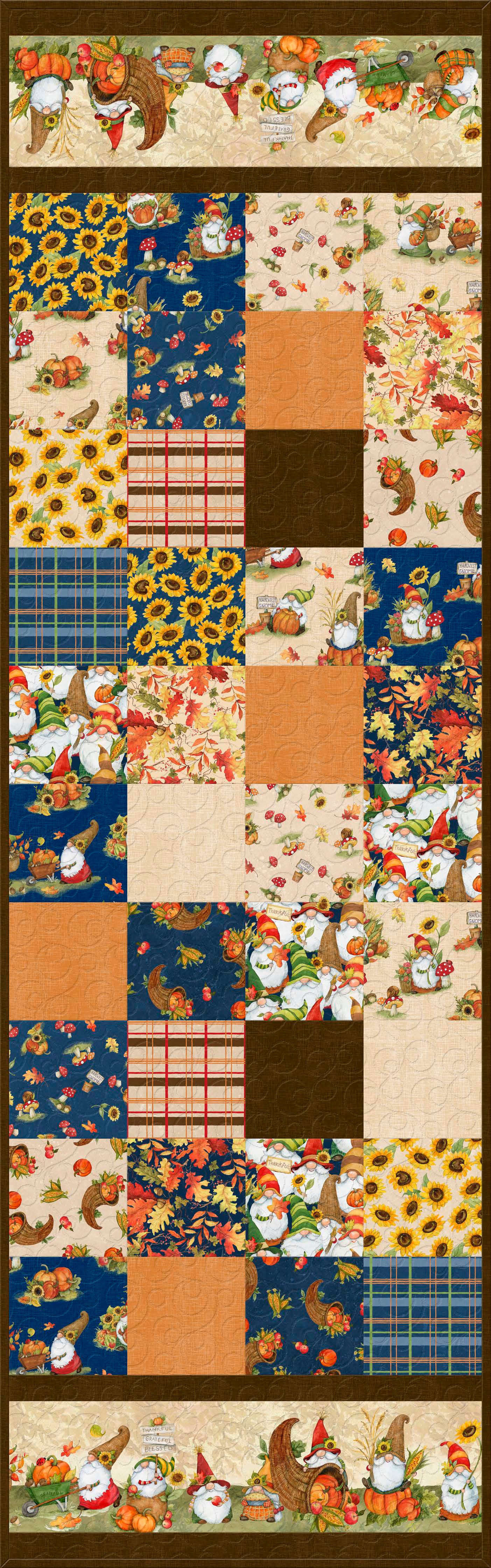 42 5 Inch Squares Gnome-kin Patch Wilmington Prints 100% Cotton Fall Autumn Thanksgiving