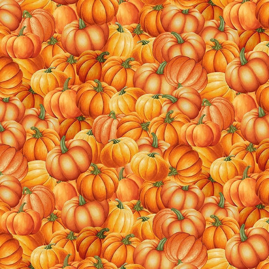 Thanksgiving Packed Orange Pumpkins 100% Cotton Price per Yard