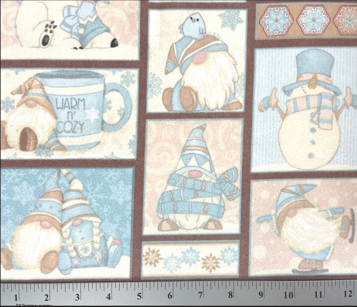 44 x 36 Flannel Gnome Patchwork I Love Sn’Gnomies Henry Glass Christmas 100% Cotton