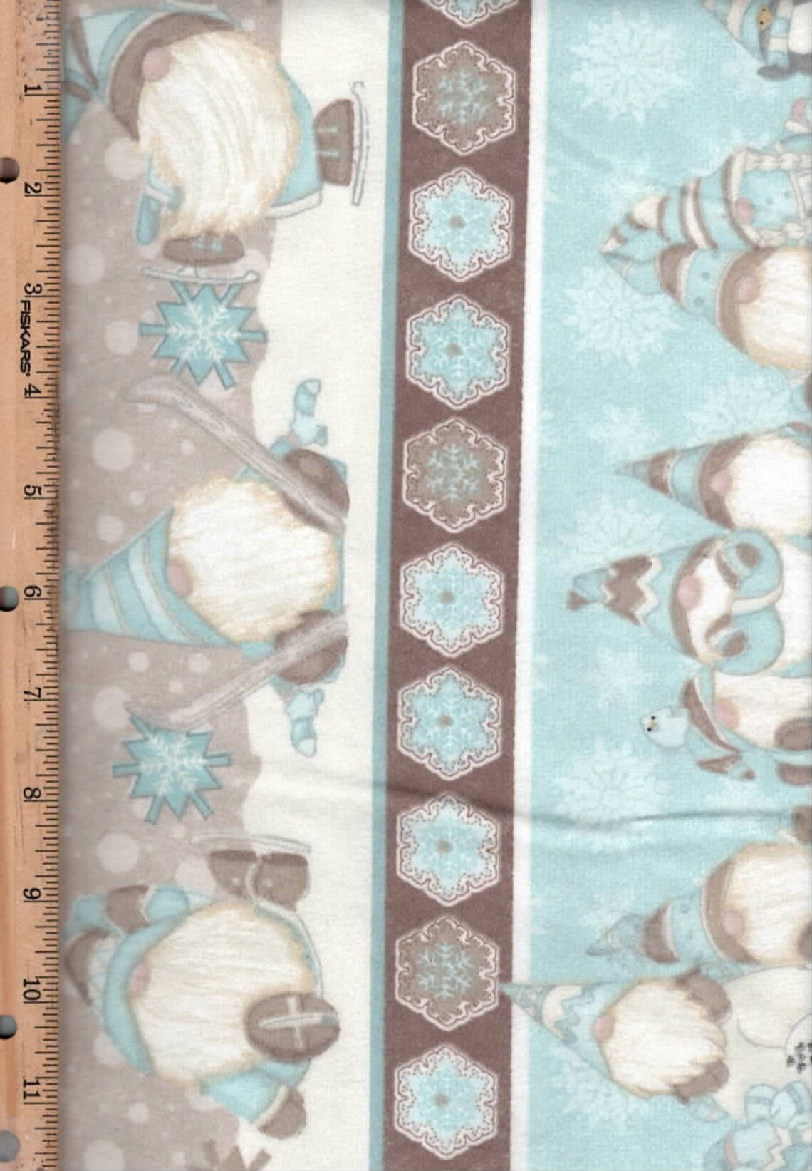 44 x 36 Flannel Gnome Border Stripe I Love Sn’Gnomies Henry Glass Christmas 100% Cotton