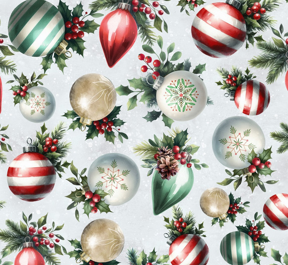 Christmas Cozy Tidings Tossed Ornaments on Ice Blue