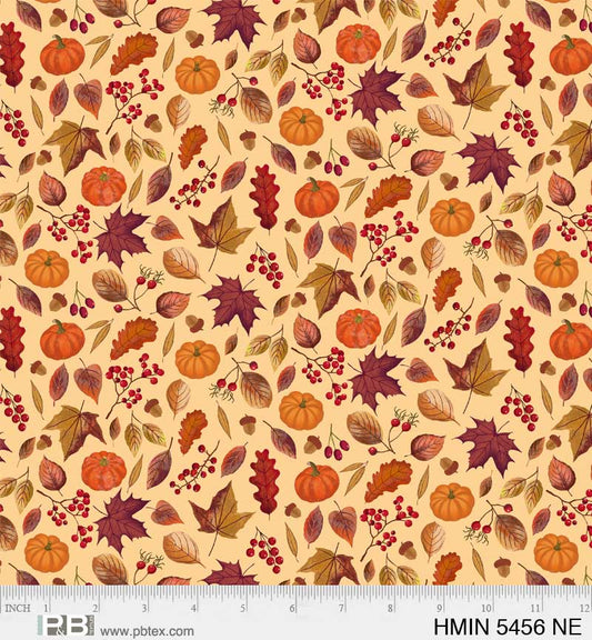 P&B Textiles Harvest Minis Leaf and Pumpkins Neutral Thanksgiving