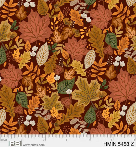 P&B Textiles Harvest Minis Packed Leaves Brown Thanksgiving
