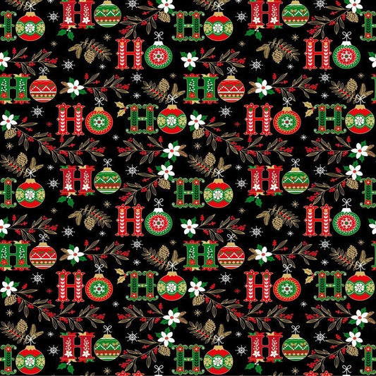 Timeless Treasures Christmas Ornaments HO HO 100% Cotton Fabric By the yard