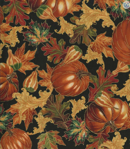Hi Fashion Pumpkin Harvest Black Metallic Thanksgiving