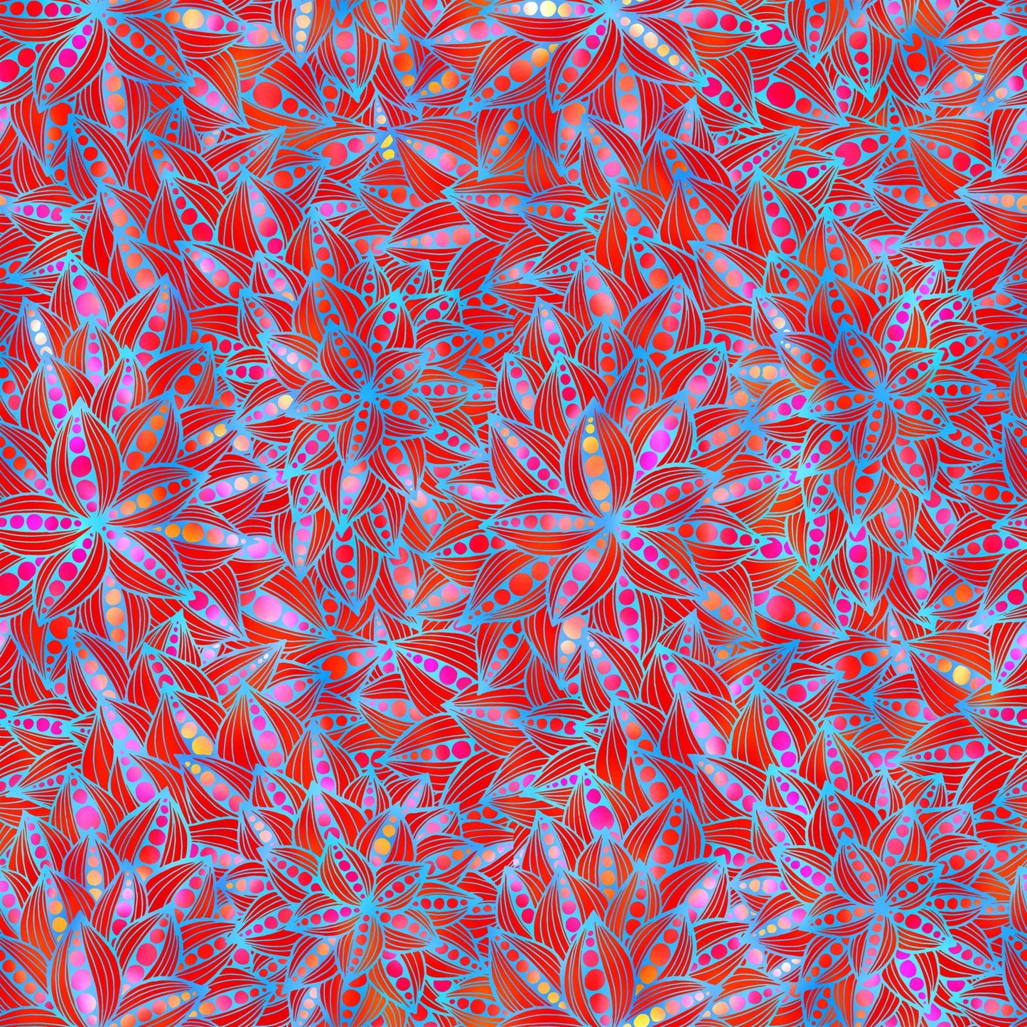 In the Beginnings Dazzle Red Blue 100% Cotton By the Yard Christmas Patriotic