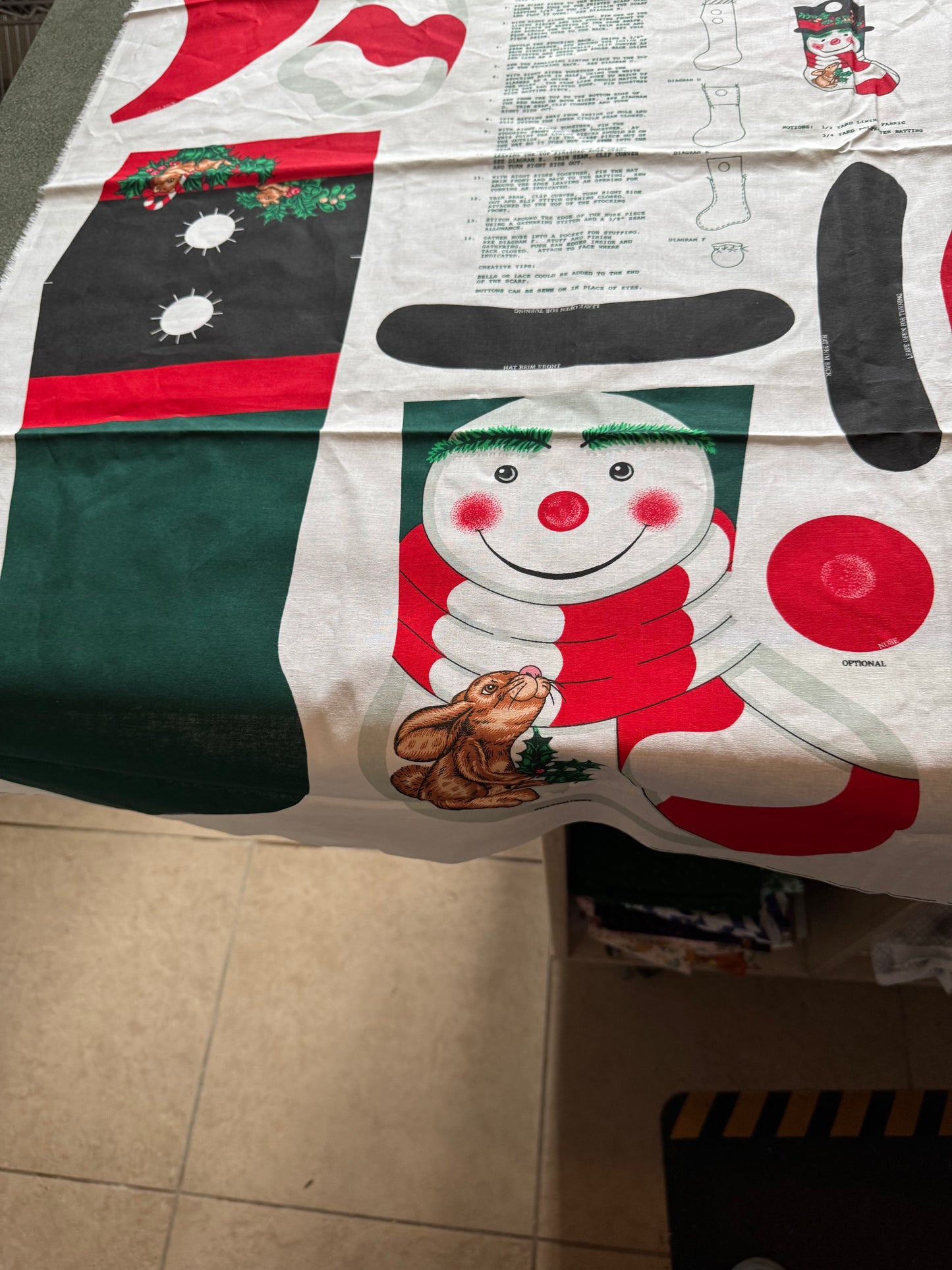 Christmas Vintage Large Snowman and Santa Stockings Panel 100% Lightweight Cotton Price per Yard