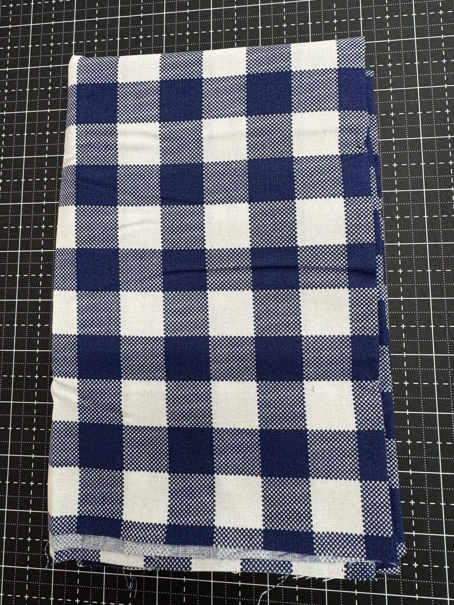 3 Wishes 1 Yard Precut Blue White Large Checkered Blender 100% Cotton