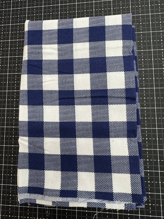 3 Wishes 1 Yard Precut Blue White Large Checkered Blender 100% Cotton