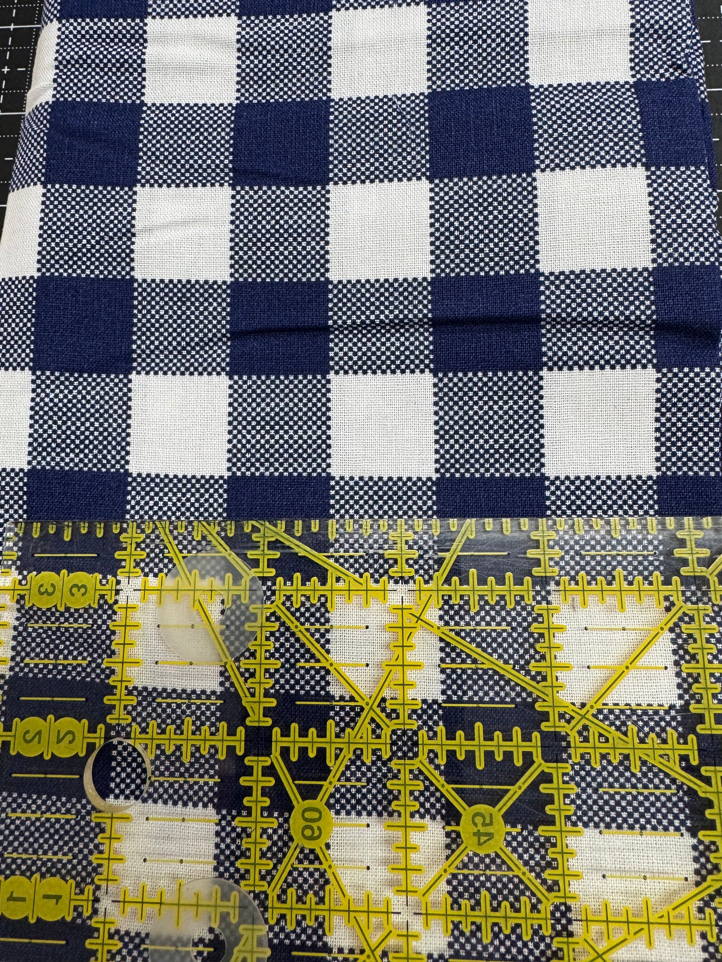 3 Wishes 1 Yard Precut Blue White Large Checkered Blender 100% Cotton