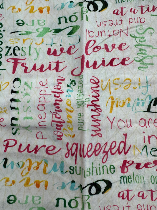 3 Wishes 1 Yard Precut Citrus Words 100% Cotton Blender