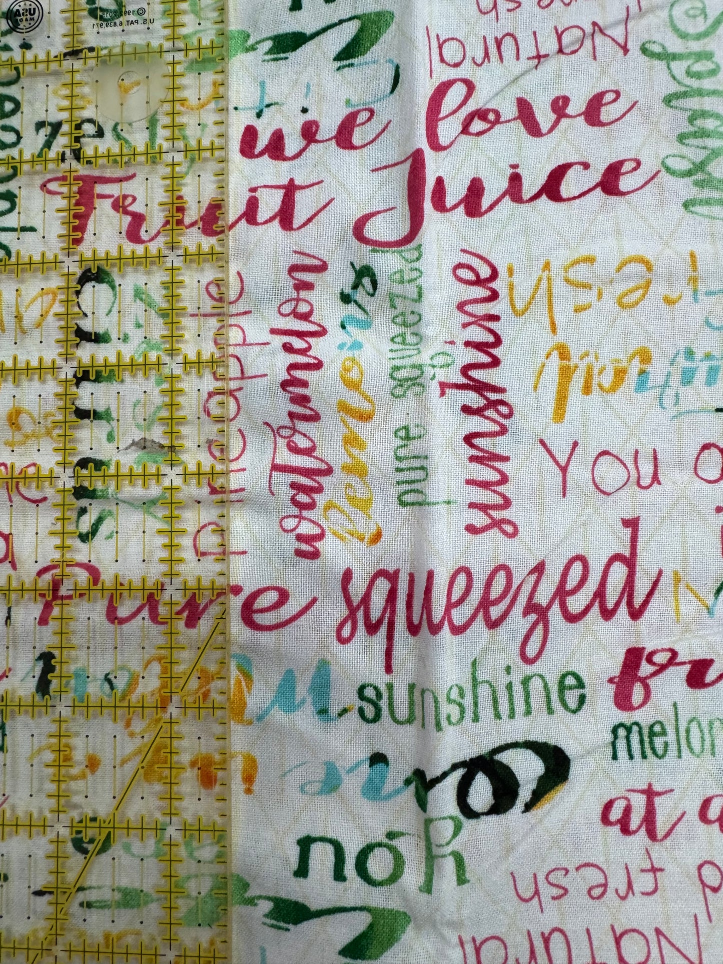 3 Wishes 1 Yard Precut Citrus Words 100% Cotton Blender