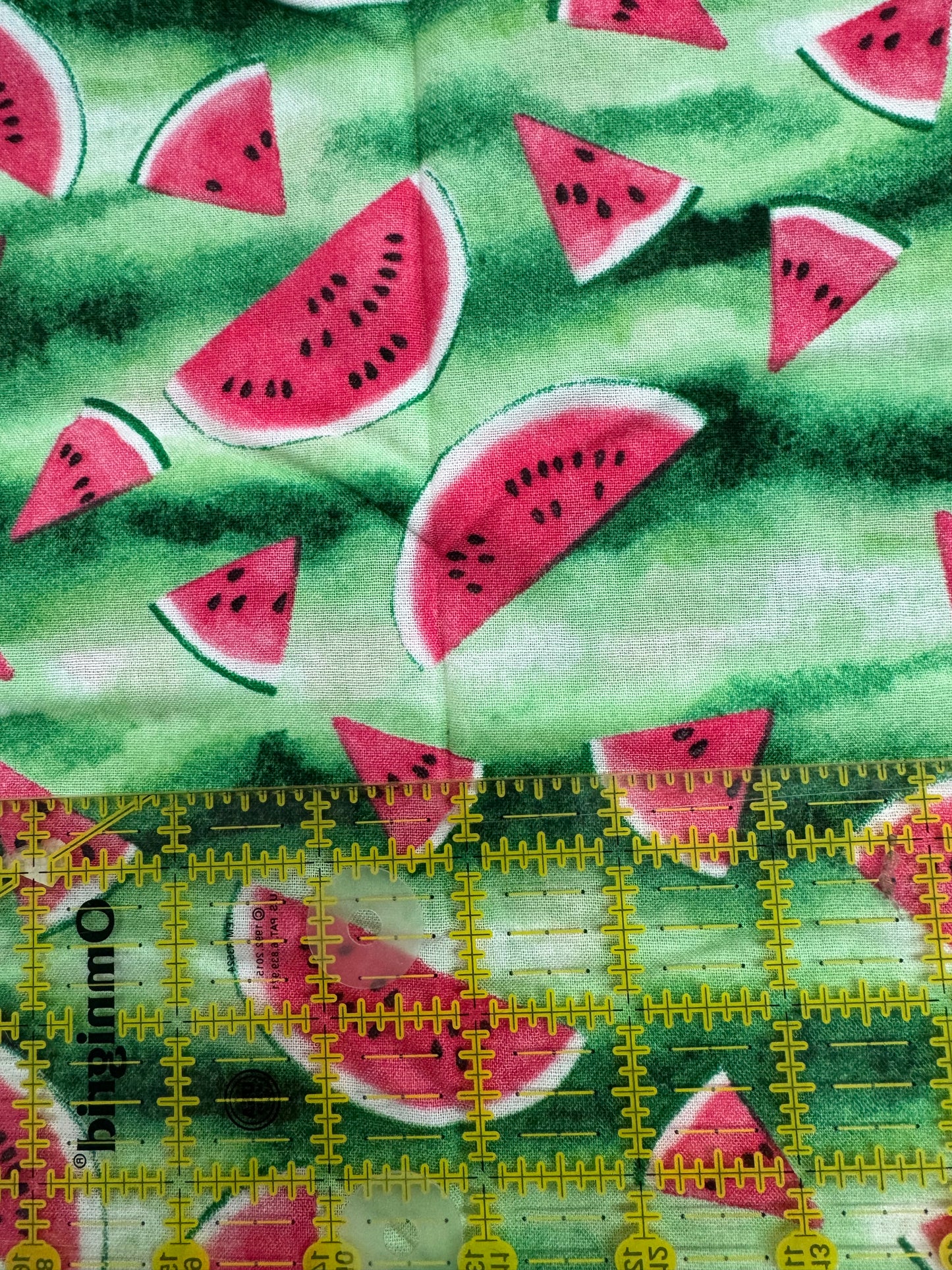 3 Wishes 1 Yard Precut Watermelon on Green 100% Cotton Novelty