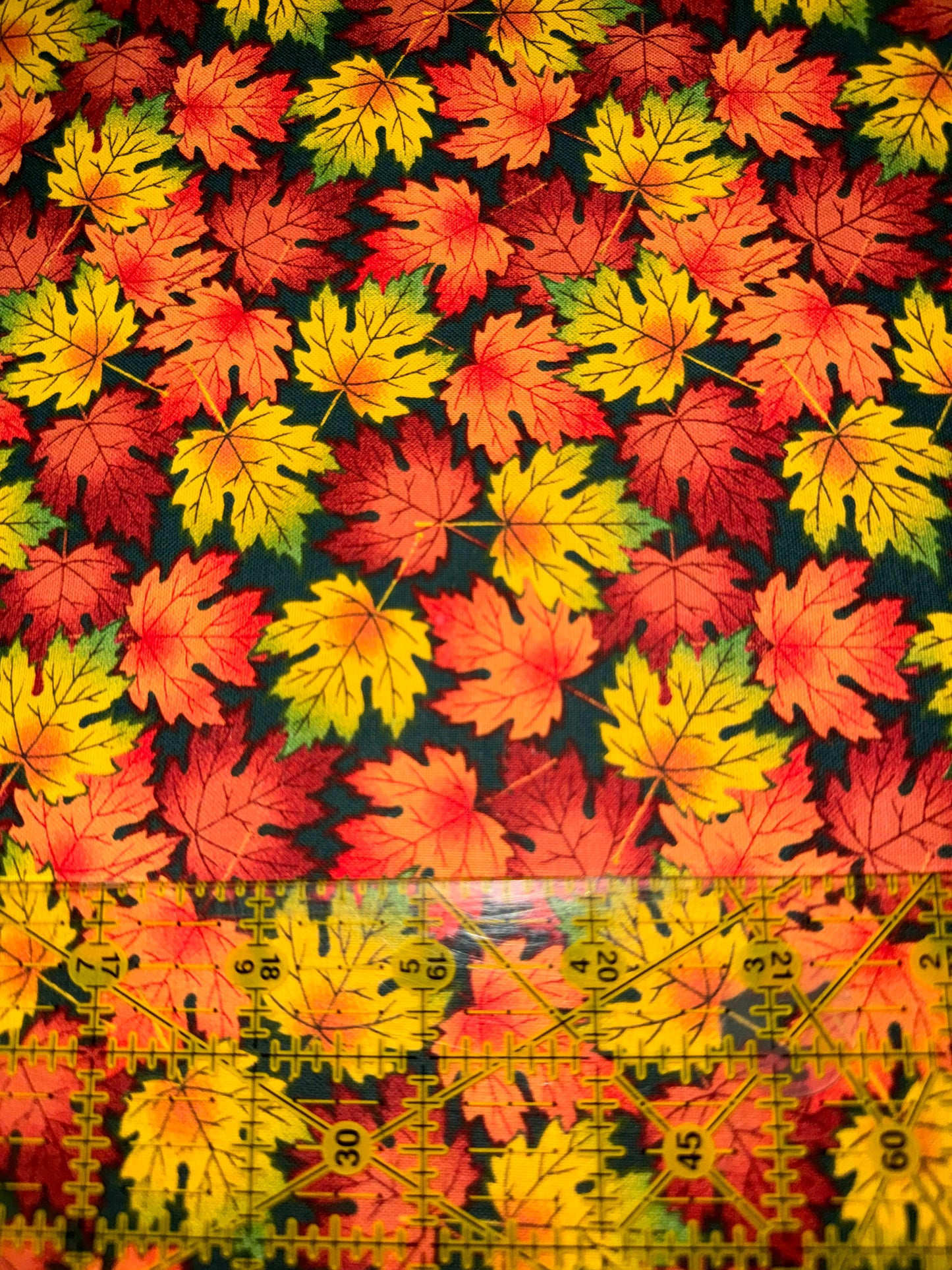 Thanksgiving Falling Leaves on Teal Fall Autumn 100% Cotton Fabric