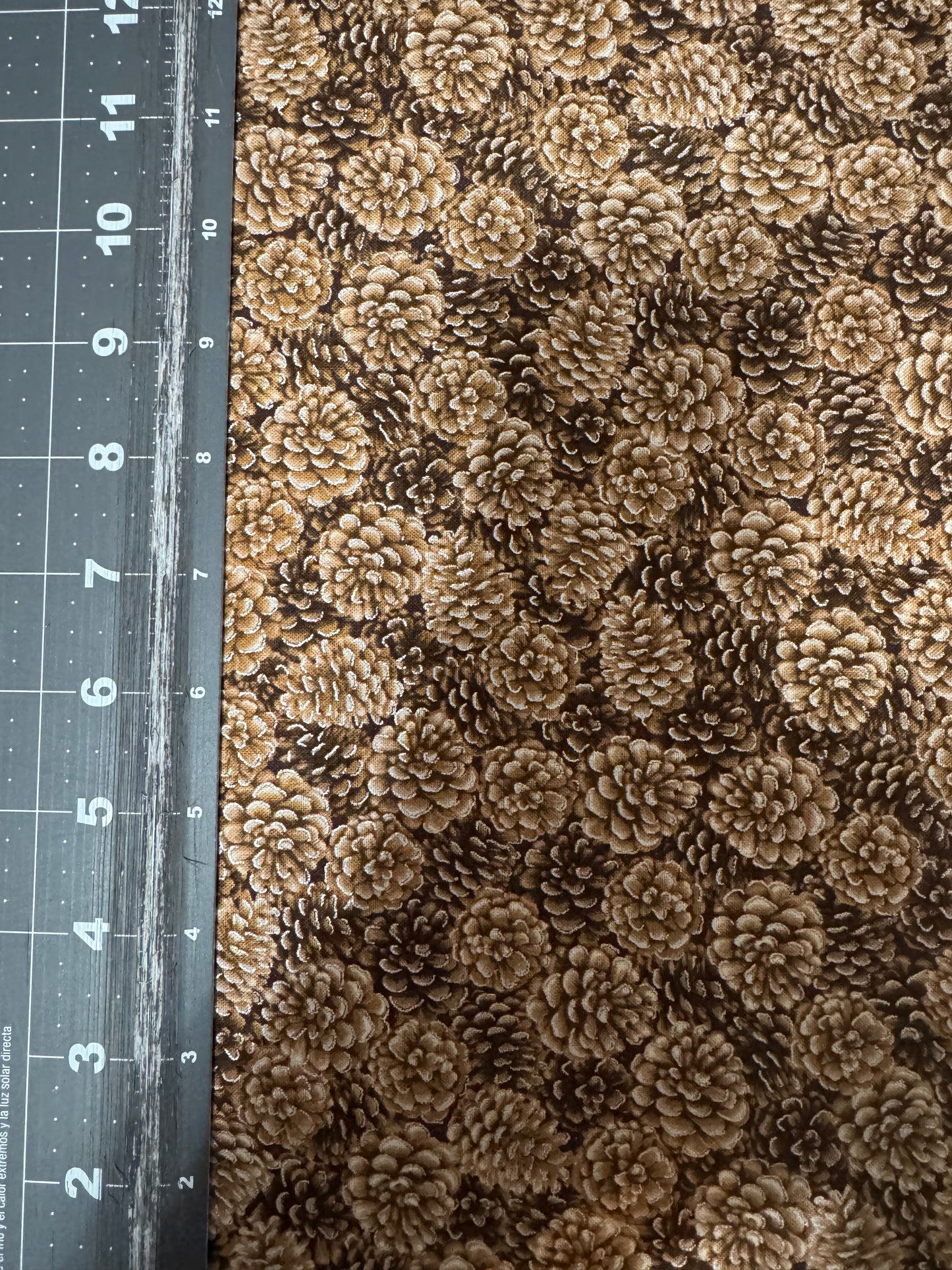 Christmas Packed Pinecones with Metallic Accents 100% Cotton Price per Yard
