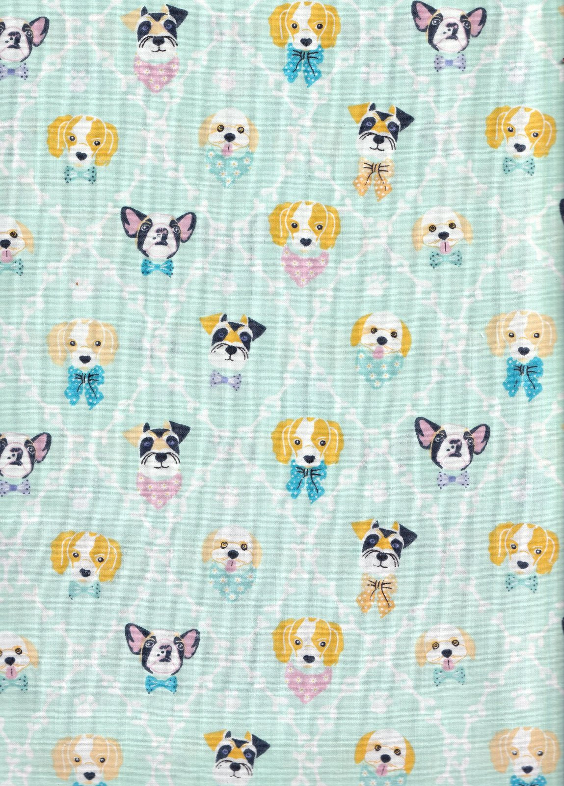 Dogs and Bones Diamond Pattern on Green 100% Cotton Price per Yard Novelty