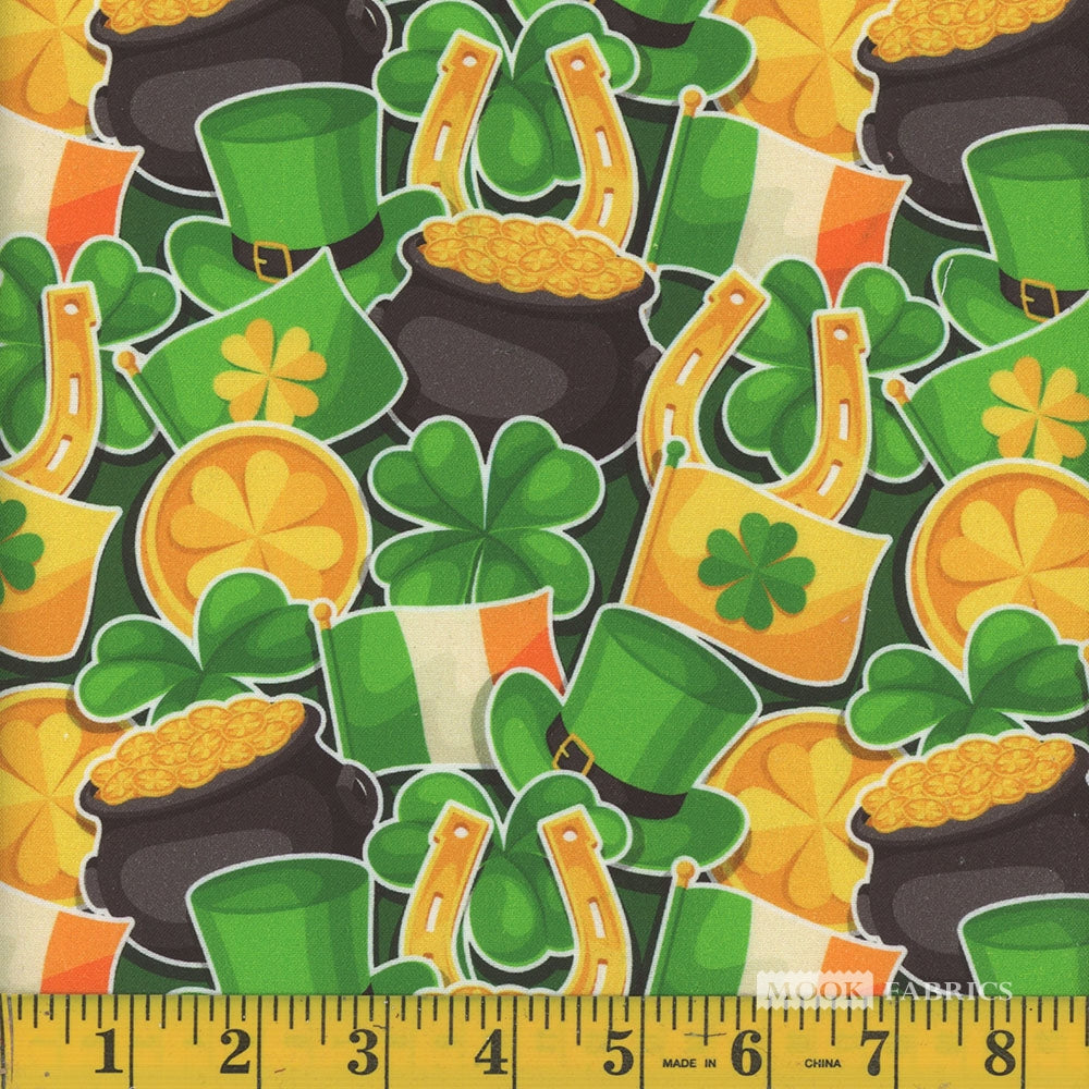 Mook Fabrics St Patricks Day Gold 100% Cotton Price per Yard