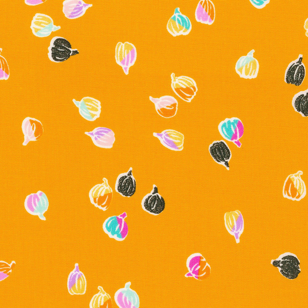 44 x 36 Bat-tastic Pumpkins on Tangerine Orange Halloween Glitter Fabric Robert Kaufman 100% Cotton