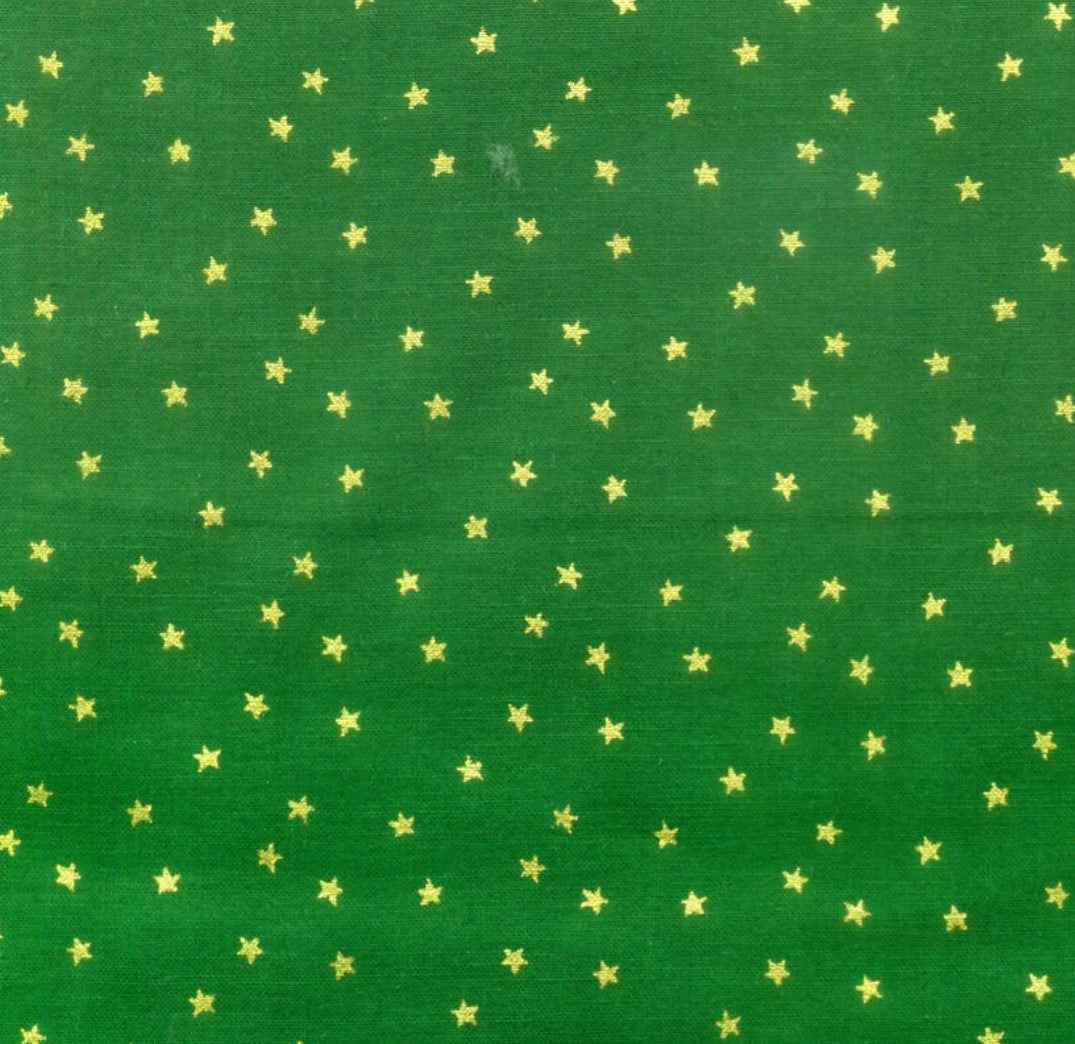 Christmas Small Metallic Gold Stars on Green