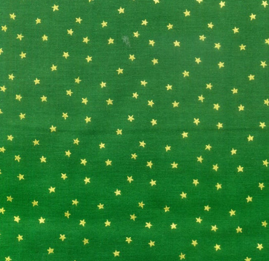 Christmas Small Metallic Gold Stars on Green