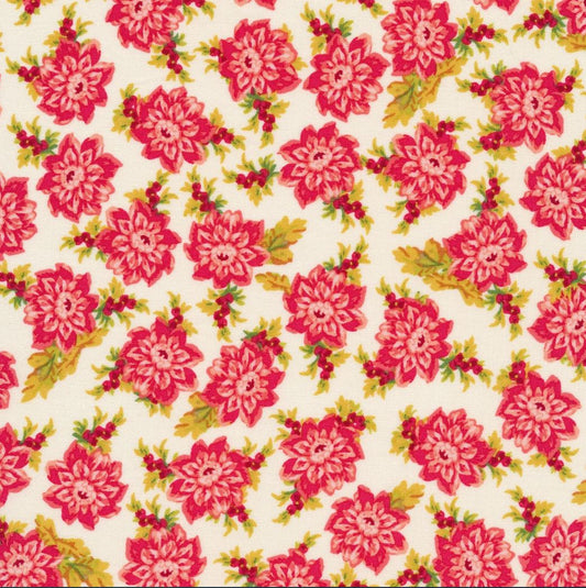 44 x 36 Floral Pink on Cream Maywood Studio 100% Cotton Allover Print