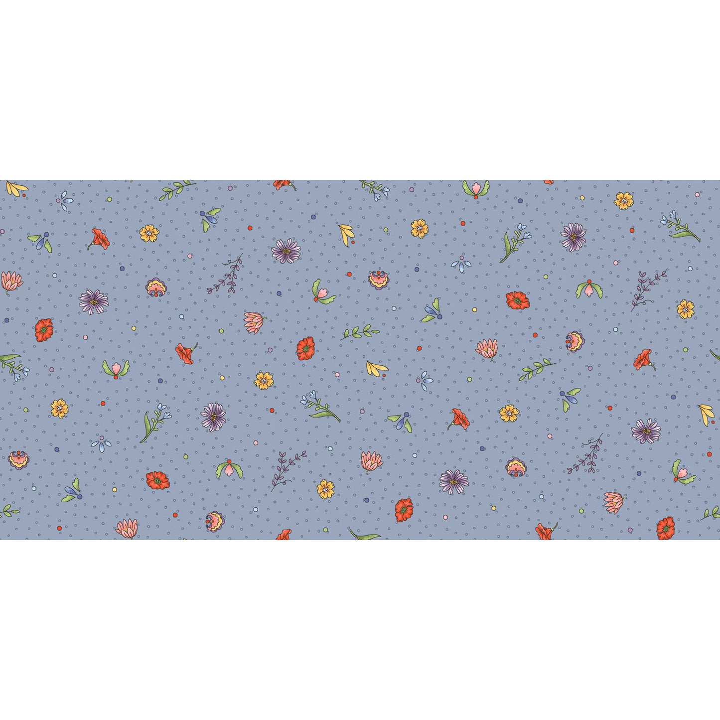 44 x 36 Mini Floral Toss on Grey Floral Butterflies Maywood Garden Stroll 100% Cotton