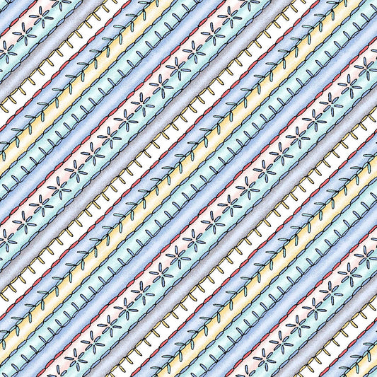 44 x 36 Diagonal Stripe Blue Maywood Studio 100% Cotton All Over Print