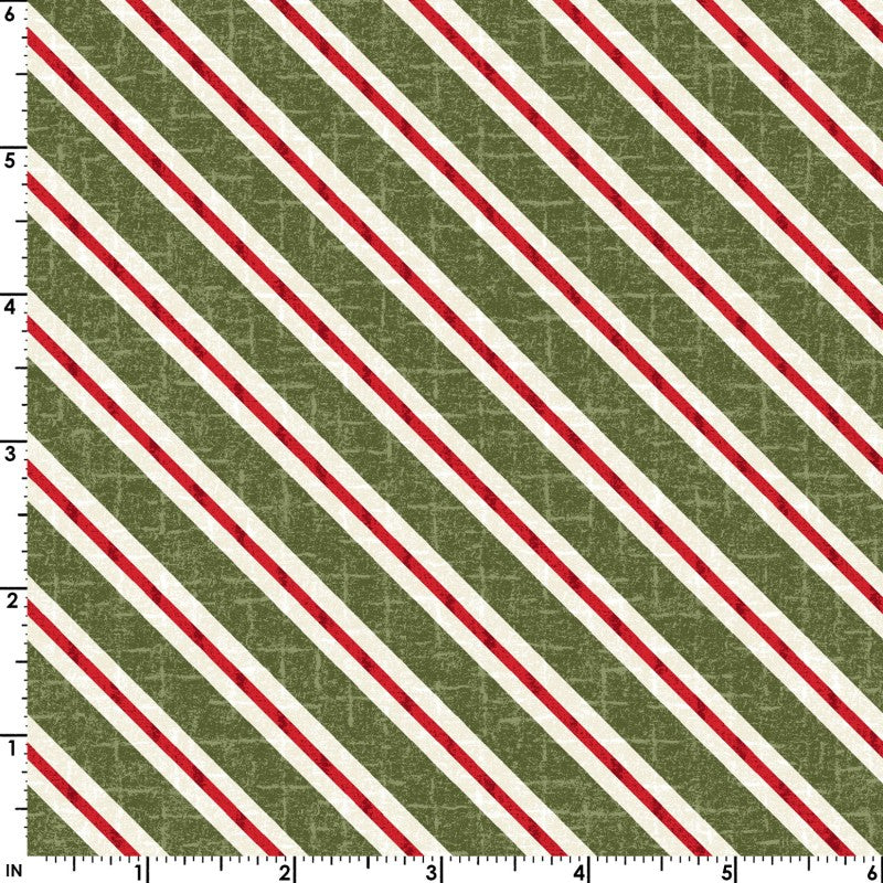 44 x 36 Christmas FLANNEL Diagonal Red and Grren Stripes 100% Cotton