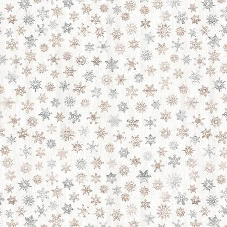 MINKY Timeless Treasures Christmas Softie Cream Rustic Light Snowflakes