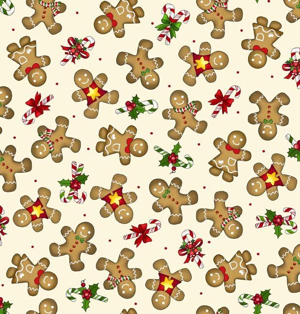 Quilting Treasures Gingerbread on Cream Christmas Favorites 100% Cotton By the Yard - copy