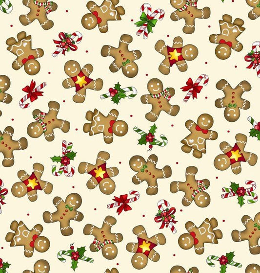 Quilting Treasures Gingerbread on Cream Christmas Favorites 100% Cotton By the Yard - copy