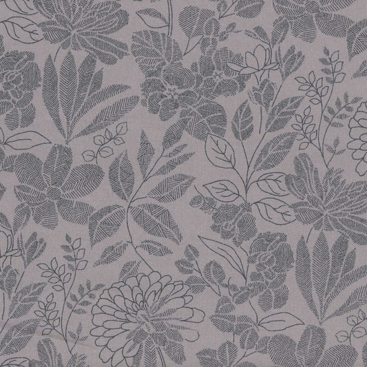 118 Inch Wide Medium Grey Floral Premium Quilt Back 100% Cotton Fabric Extra Wide