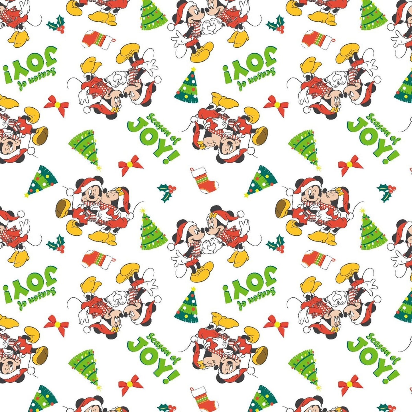 44 x 36 Licensed Mickey and Minnie Disney Christmas Springs Creative 100% Cotton