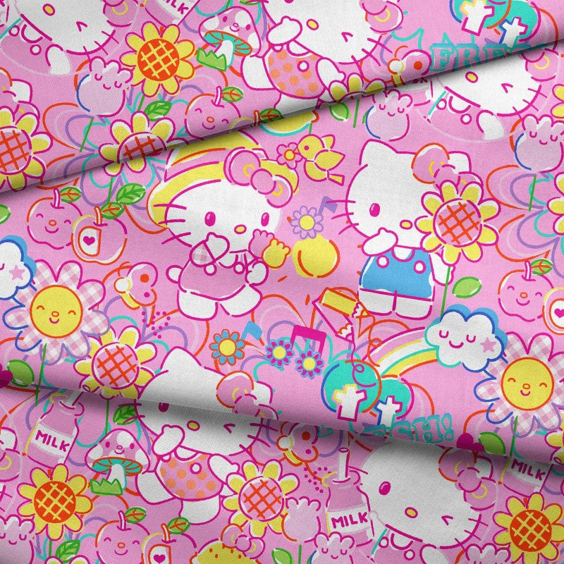 Springs Creative Hello Kitty Garden Doodle Pink 100% Cotton By the Yard Baby