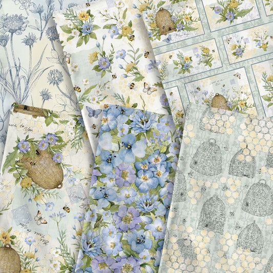 Sweet as can Bee 6 Piece Fat Quarter Set 18" x 21" Bundle Precut