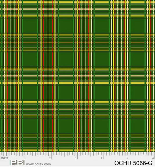 44 x 36 Ornamental Christmas Plaid Blender Green 100% Cotton Fabric